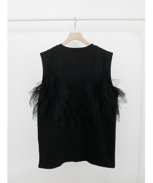 TRUNC（トランクエイティーエイト）の「Sleeveless Tulle Tee（Tシャツ/カットソー・レディース・アイボリー/ブラック・FREE）」の8枚目の写真