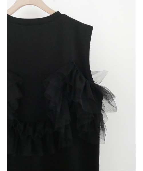 TRUNC（トランクエイティーエイト）の「Sleeveless Tulle Tee（Tシャツ/カットソー・レディース・アイボリー/ブラック・FREE）」の9枚目の写真