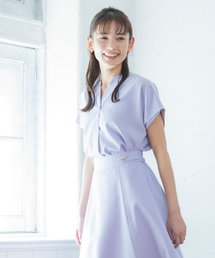 ◆【UV／洗える／吸水速乾／冷感／イージーアイロン／通勤】麻調合繊スキッパーブラウス