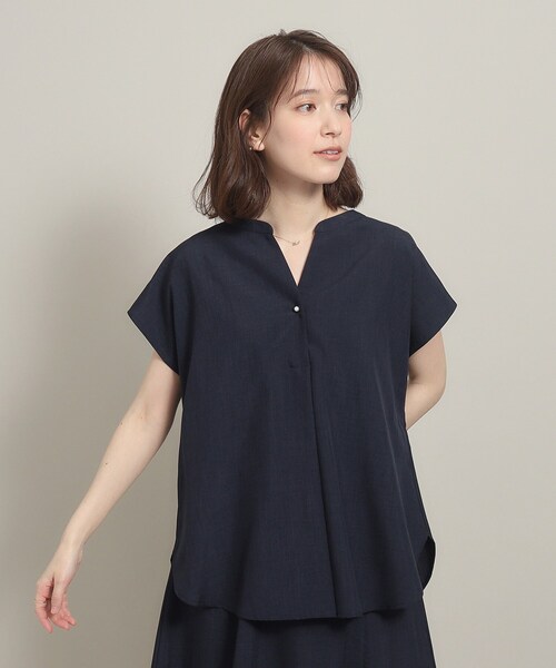 ITS'DEMO(イッツデモ)の「◆【UV/洗える/吸水速乾/冷感/イージーアイロン/通勤】麻調合繊スキッパーブラウス(シャツ/ブラウス・レディース・ベージュ/パープル/ブルー/ネイビー・38/40)」の19枚目の写真