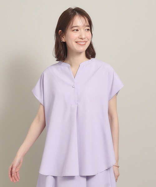 ITS'DEMO(イッツデモ)の「◆【UV/洗える/吸水速乾/冷感/イージーアイロン/通勤】麻調合繊スキッパーブラウス(シャツ/ブラウス・レディース・ベージュ/パープル/ブルー/ネイビー・38/40)」の11枚目の写真