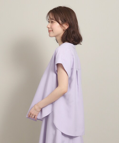 ITS'DEMO(イッツデモ)の「◆【UV/洗える/吸水速乾/冷感/イージーアイロン/通勤】麻調合繊スキッパーブラウス(シャツ/ブラウス・レディース・ベージュ/パープル/ブルー/ネイビー・38/40)」の10枚目の写真