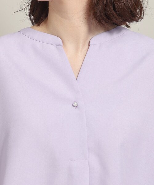 ITS'DEMO(イッツデモ)の「◆【UV/洗える/吸水速乾/冷感/イージーアイロン/通勤】麻調合繊スキッパーブラウス(シャツ/ブラウス・レディース・ベージュ/パープル/ブルー/ネイビー・38/40)」の8枚目の写真