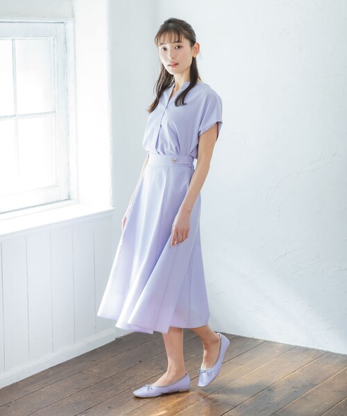 ITS'DEMO(イッツデモ)の「◆【UV/洗える/吸水速乾/冷感/イージーアイロン/通勤】麻調合繊スキッパーブラウス(シャツ/ブラウス・レディース・ベージュ/パープル/ブルー/ネイビー・38/40)」の5枚目の写真