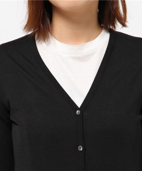 新品 john smedley V-neck クロップドコットンカーディガン JOHN  