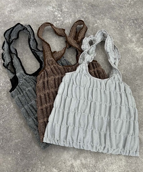 archives(アルシーヴ)の「ギャザートートバッグ(トートバッグ・レディース・ブラック/シルバー/ブラウン・FREE)」の1枚目の写真