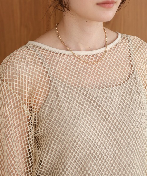 Bab(バブ)の「【フリルカラーセットアイテム】リボンメッシュトップス+マルチWAYカラーセット(Tシャツ/カットソー・レディース・アイボリー/ブラック/グレー・FREE)」の12枚目の写真