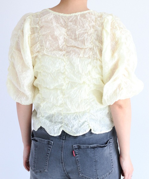 cepo（セポ）の「シアーシャーリングリボンブラウス（シャツ/ブラウス・レディース・オフホワイト/グリーン/ブラック・M）」の16枚目の写真