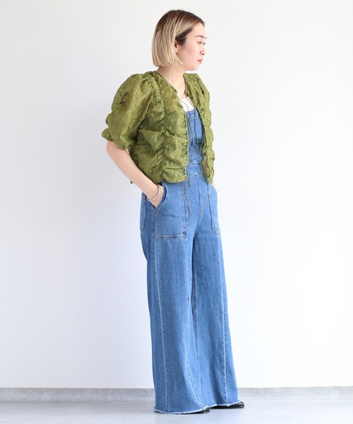 cepo（セポ）の「シアーシャーリングリボンブラウス（シャツ/ブラウス・レディース・オフホワイト/グリーン/ブラック・M）」の10枚目の写真