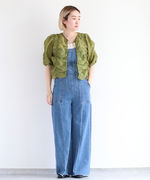 cepo（セポ）の「シアーシャーリングリボンブラウス（シャツ/ブラウス・レディース・オフホワイト/グリーン/ブラック・M）」の12枚目の写真