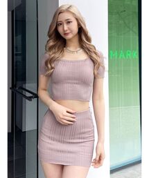 GYDA | 【SETUP着用可】サイドラインハーフスリーブニットトップス(ニット/セーター)