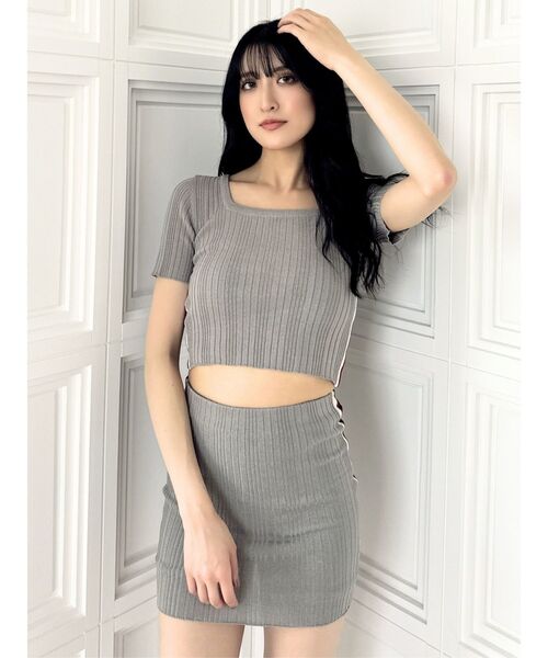 GYDA（ジェイダ）の「【SETUP着用可】サイドラインハーフスリーブニットトップス（ニット/セーター・レディース・ピンク/グレー/ブラック・FREE）」の9枚目の写真