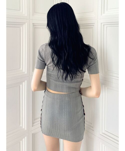 GYDA（ジェイダ）の「【SETUP着用可】サイドラインハーフスリーブニットトップス（ニット/セーター・レディース・ピンク/グレー/ブラック・FREE）」の8枚目の写真