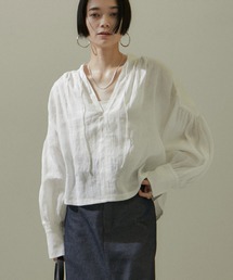 SALON adam et rope' | [24SS]ノルマンディリネンクロップドブラウス2【洗える】(シャツ/ブラウス)