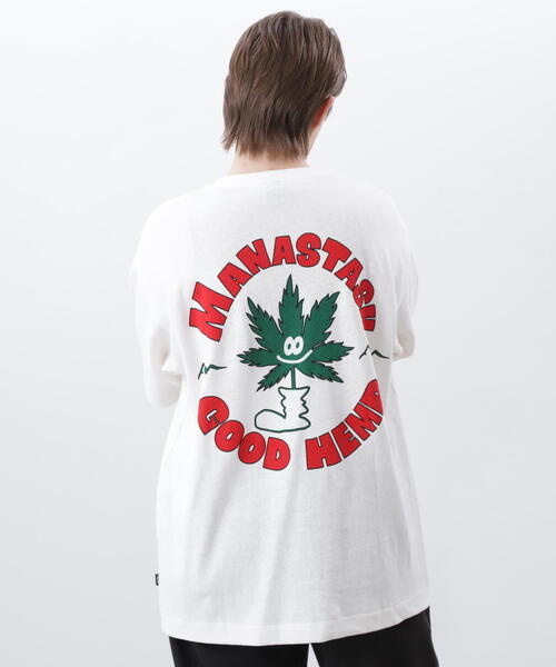MANASTASH(マナスタッシュ)の「MANASTASH/マナスタッシュ/HEMP TEE GOOD HEMP/ヘンプTグッドヘンプ(Tシャツ/カットソー・メンズ・ホワイト/ネイビー/オレンジ・M/XL/S/L)」の1枚目の写真