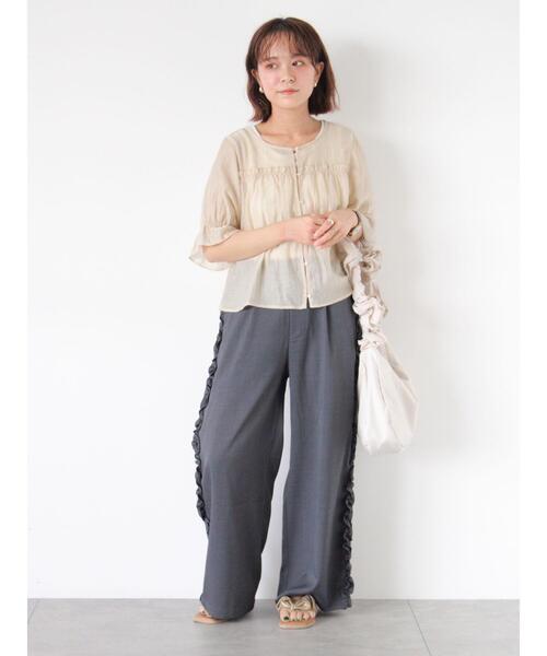 ehka sopo（エヘカソポ）の「サイドフリルパンツ（その他パンツ・レディース・ベージュ/チャコールグレー/ブラック・F）」の20枚目の写真