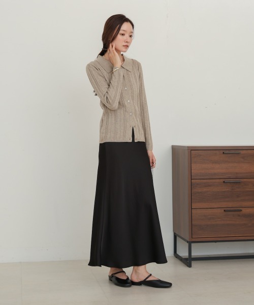 Bab(バブ)の「ラメシャツカラーニットトップス(ニット/セーター・レディース・ブラウン/ベージュ/チャコールグレー・FREE)」の9枚目の写真