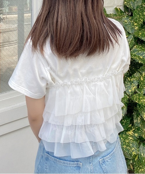 INGNI（イング）の「チュールフリルキャミビスチェトップス（Tシャツ/カットソー・レディース・オフホワイト/グレー/ブラック・M）」の18枚目の写真