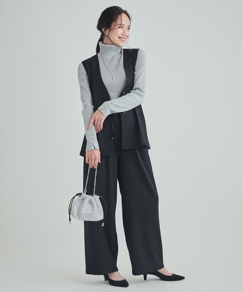 DRESKIP(ドレスキップ)の「【高レビュー/洗える/イージーケア/セットアップ可】 きれいめイージーワイドパンツ(その他パンツ・レディース・チャコールグレー/ブラック/ベージュ・02/03/04)」の7枚目の写真