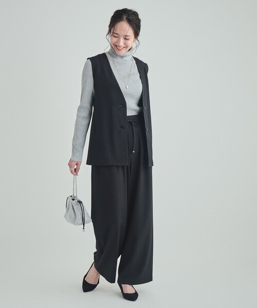 DRESKIP(ドレスキップ)の「【高レビュー/洗える/イージーケア/セットアップ可】 きれいめイージーワイドパンツ(その他パンツ・レディース・チャコールグレー/ブラック/ベージュ・02/03/04)」の8枚目の写真