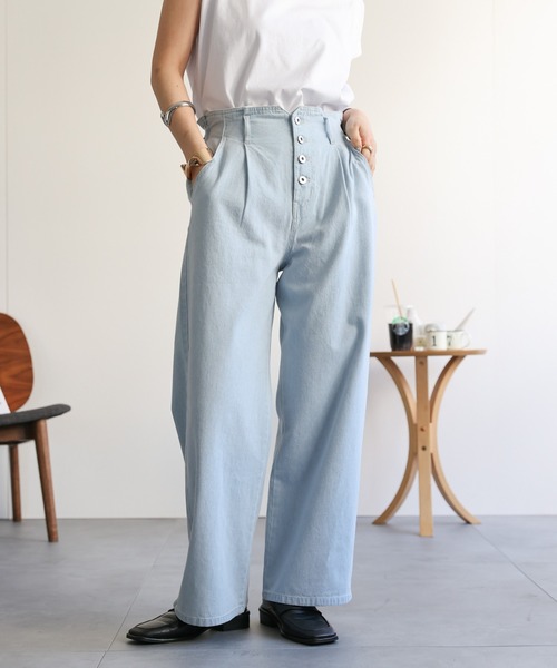 ap retro（アプレトロ）の「ハイウエストデニムパンツ（デニムパンツ・レディース・サックスブルー/インディゴブルー・FREE）」の5枚目の写真