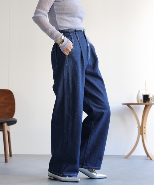 ap retro（アプレトロ）の「ハイウエストデニムパンツ（デニムパンツ・レディース・サックスブルー/インディゴブルー・FREE）」の17枚目の写真