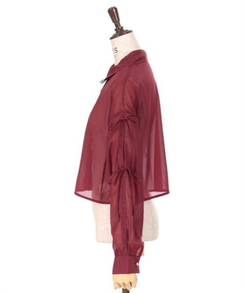 axes femme（アクシーズファム）の「リボン付ラメシアーシャツ（シャツ/ブラウス・レディース・ワイン/キナリ/ブラウン・FREE）」の8枚目の写真