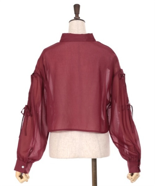 axes femme（アクシーズファム）の「リボン付ラメシアーシャツ（シャツ/ブラウス・レディース・ワイン/キナリ/ブラウン・FREE）」の9枚目の写真