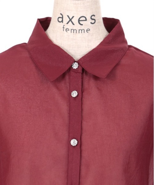 axes femme（アクシーズファム）の「リボン付ラメシアーシャツ（シャツ/ブラウス・レディース・ワイン/キナリ/ブラウン・FREE）」の12枚目の写真