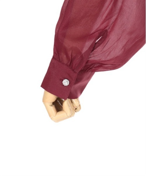 axes femme（アクシーズファム）の「リボン付ラメシアーシャツ（シャツ/ブラウス・レディース・ワイン/キナリ/ブラウン・FREE）」の14枚目の写真