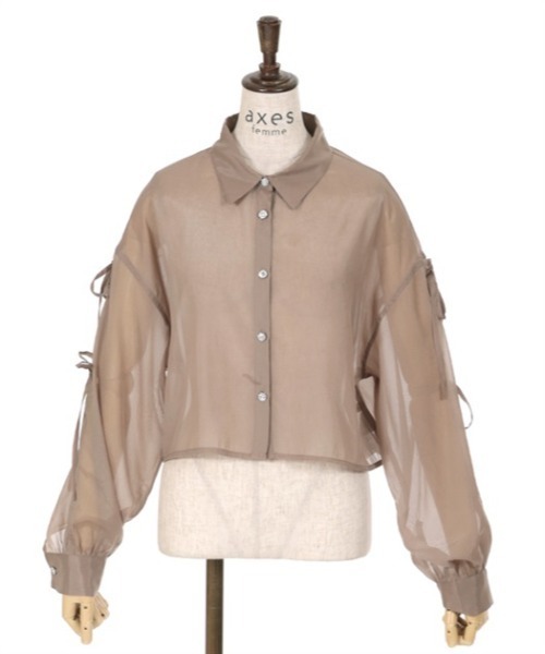 axes femme（アクシーズファム）の「リボン付ラメシアーシャツ（シャツ/ブラウス・レディース・ワイン/キナリ/ブラウン・FREE）」の17枚目の写真