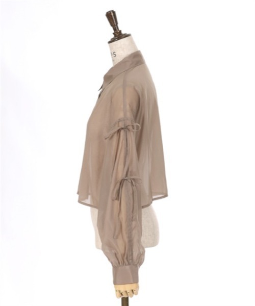 axes femme（アクシーズファム）の「リボン付ラメシアーシャツ（シャツ/ブラウス・レディース・ワイン/キナリ/ブラウン・FREE）」の18枚目の写真