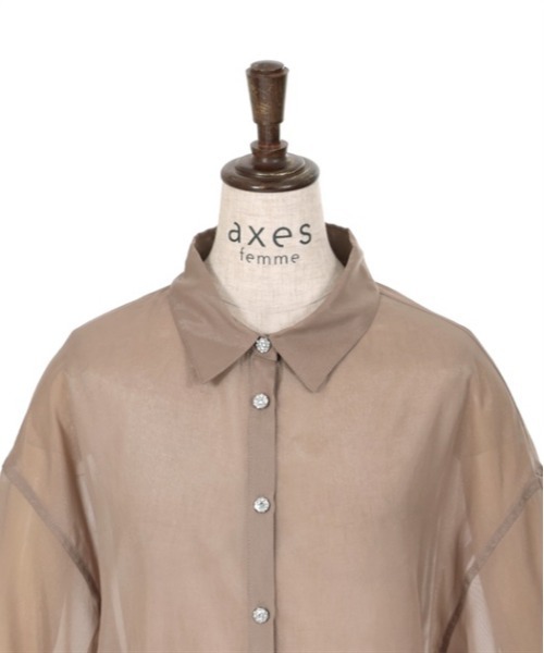 axes femme（アクシーズファム）の「リボン付ラメシアーシャツ（シャツ/ブラウス・レディース・ワイン/キナリ/ブラウン・FREE）」の20枚目の写真