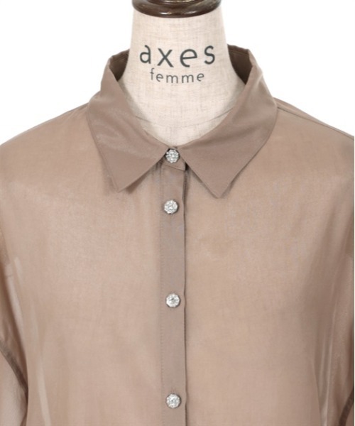 axes femme（アクシーズファム）の「リボン付ラメシアーシャツ（シャツ/ブラウス・レディース・ワイン/キナリ/ブラウン・FREE）」の22枚目の写真