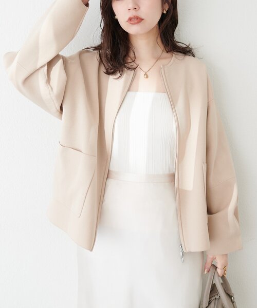 完売品！　 ウールブランドジャケット　ライトベージュ セール】【WEB限定】WZIPニットジャケット（その他アウター