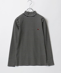 BEVERLY HILLS POLO CLUB リブニットハイネックロンT レディース/長袖/無地/ボーダー/ブランドロゴワンポイント刺繍