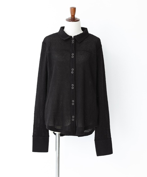 n'OrLABEL(ノアールレーベル)の「ワッフルニットソーシャツ(シャツ/ブラウス・レディース・アイボリー/ブラック/グリーン・1/2)」の19枚目の写真