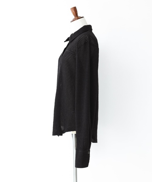 n'OrLABEL(ノアールレーベル)の「ワッフルニットソーシャツ(シャツ/ブラウス・レディース・アイボリー/ブラック/グリーン・1/2)」の20枚目の写真