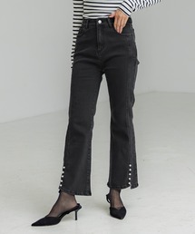 ストレッチ 裾スリットパールデニム