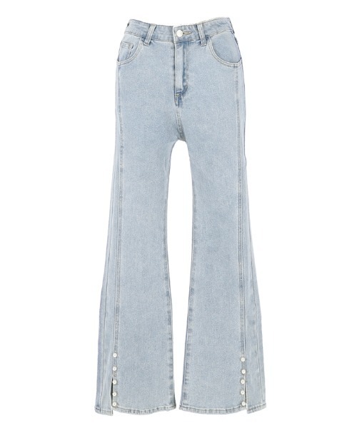 coca(coca)(コカ)の「ストレッチ 裾スリットパールデニム(デニムパンツ・レディース・ブラック/ライトブルー・S/M/L)」の15枚目の写真