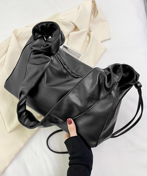 Miniministore（ミニミニストア）の「ギャザーショルダーバッグ ドロストバッグ（ショルダーバッグ・レディース・シルバー/ブラック/アイボリー/ピンク・FREE）」の8枚目の写真