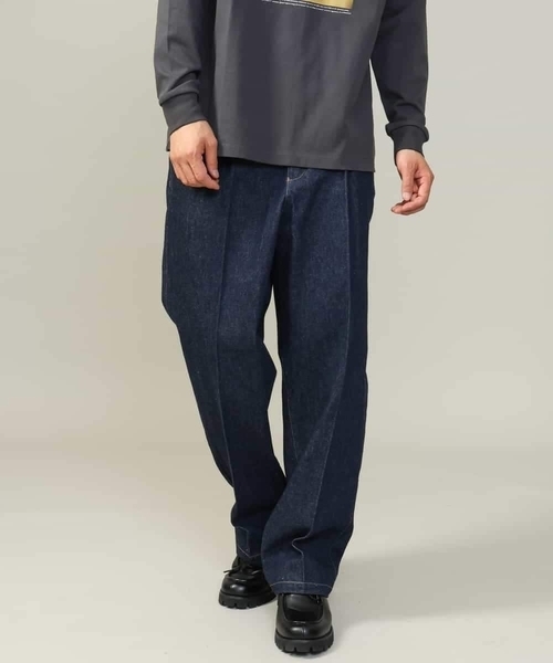 【セール】【美シルエット】デニムワンタックワイドパンツ 15.8OZ（デニムパンツ）｜a.v.v（アーヴェヴェ） 6,391円