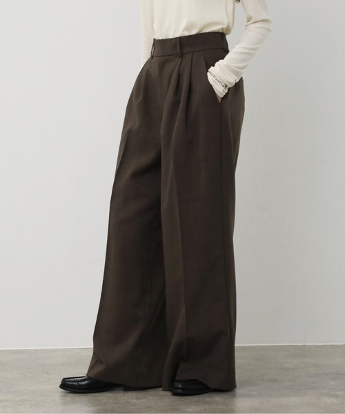 NOGLE(ノグル)の「【NOGLE/ノグル】ツータックチェックスラブワイドスラックス(スラックス・レディース・グレイッシュベージュ/ベージュ/グレー・M/S)」の16枚目の写真