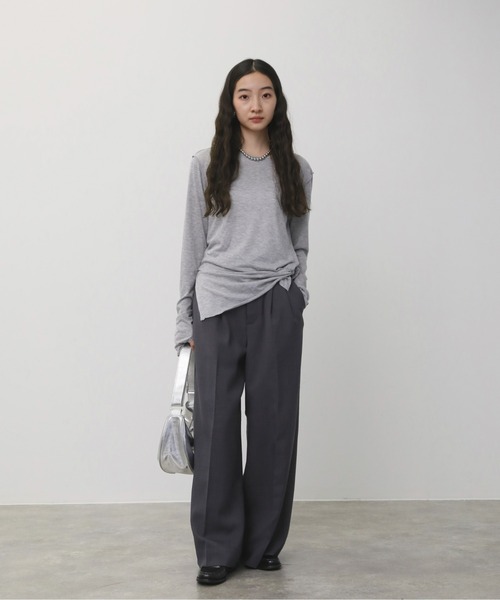 NOGLE(ノグル)の「【NOGLE/ノグル】ツータックチェックスラブワイドスラックス(スラックス・レディース・グレイッシュベージュ/ベージュ/グレー・M/S)」の11枚目の写真