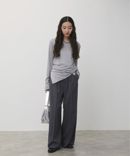 NOGLE(ノグル)の「【NOGLE/ノグル】ツータックチェックスラブワイドスラックス(スラックス・レディース・グレイッシュベージュ/ベージュ/グレー・M/S)」の12枚目の写真