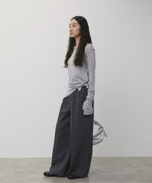 NOGLE(ノグル)の「【NOGLE/ノグル】ツータックチェックスラブワイドスラックス(スラックス・レディース・グレイッシュベージュ/ベージュ/グレー・M/S)」の13枚目の写真