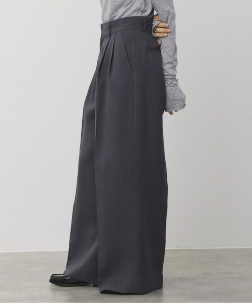 NOGLE(ノグル)の「【NOGLE/ノグル】ツータックチェックスラブワイドスラックス(スラックス・レディース・グレイッシュベージュ/ベージュ/グレー・M/S)」の6枚目の写真