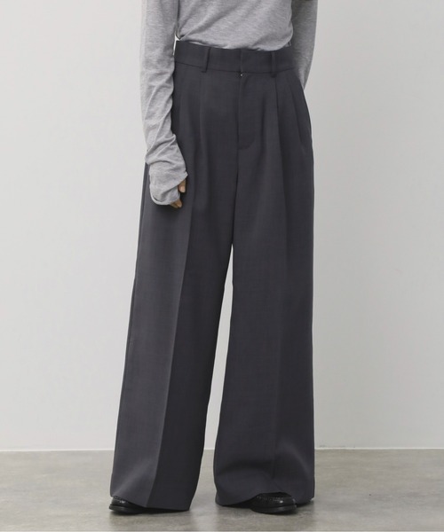 NOGLE(ノグル)の「【NOGLE/ノグル】ツータックチェックスラブワイドスラックス(スラックス・レディース・グレイッシュベージュ/ベージュ/グレー・M/S)」の4枚目の写真