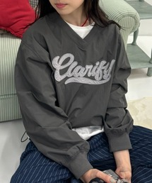 Birthday room | Vネックナイロンロゴ刺繍ドロストプルオーバー / v neck nylon logo stitch drawstring pullover(ブルゾン)