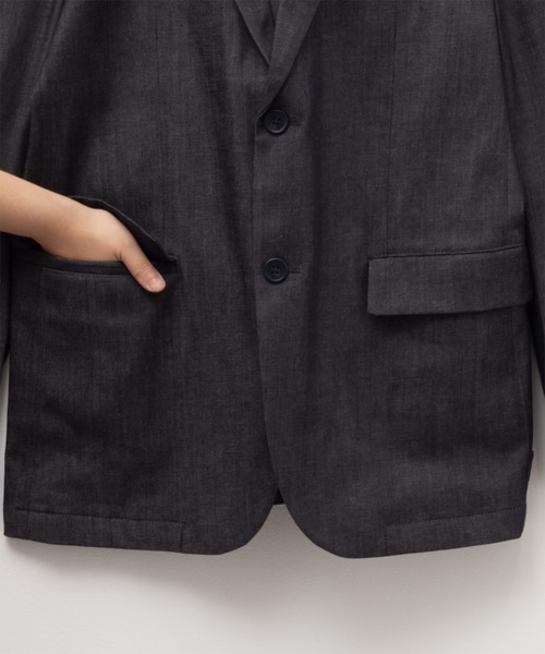 NAVY(ネイビー)の「NAVY FIT 布帛デニムライクジャケット(テーラードジャケット・メンズ・ダークインディゴブルー・XL/L/M/S)」の4枚目の写真